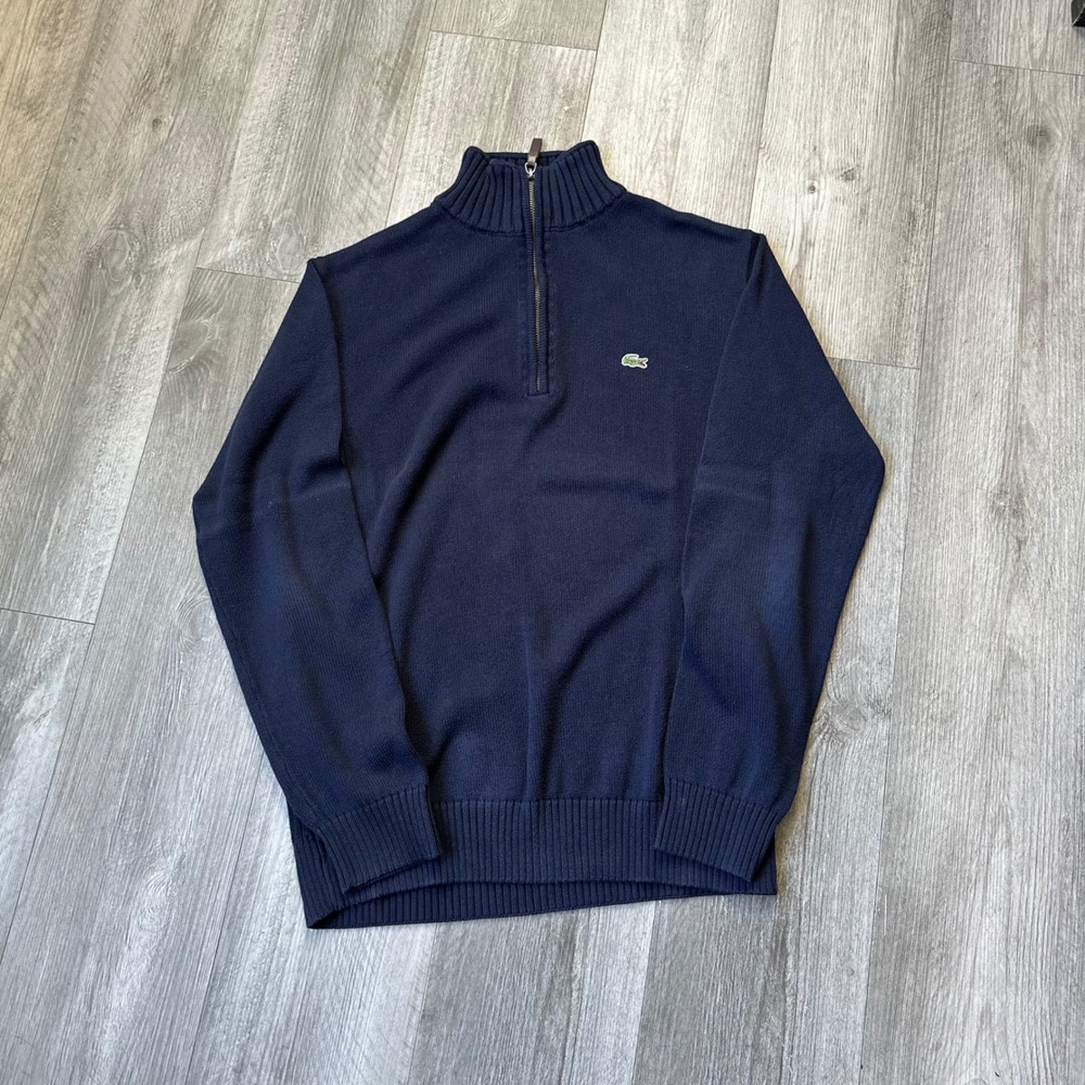 Lacoste Navy Blue 1/4 Zip‎ Sweater Pullover Men's Size 6 (XL)